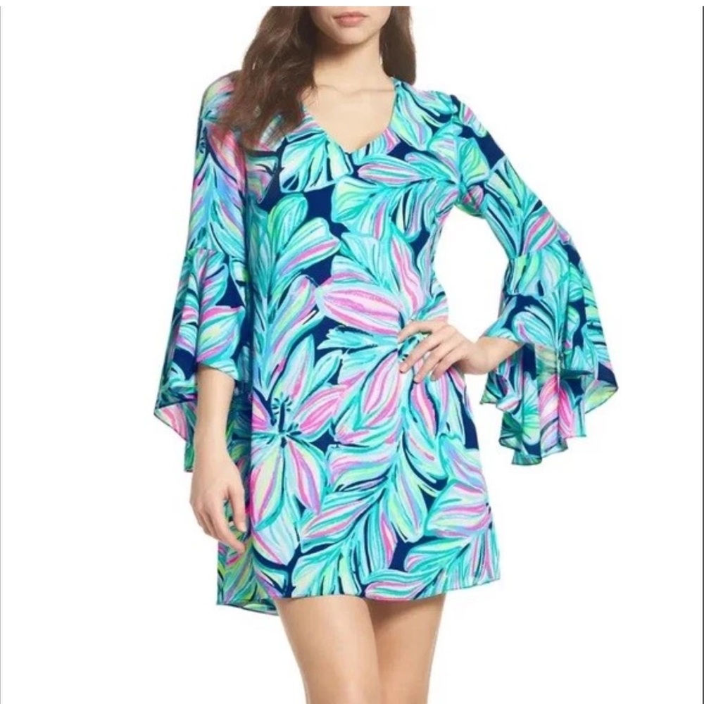 NWT Lilly Pulitzer Rosalina dress in High Tide Navy Dancing Lady print